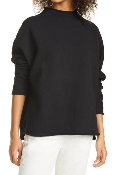 Frank & Eileen Long Sleeve Funnel Neck Capelet Sweatshirt In Navy