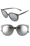 Dolce & Gabbana 54mm Mirrored Cat Eye Sunglasses In Transparent Grey/ Grey