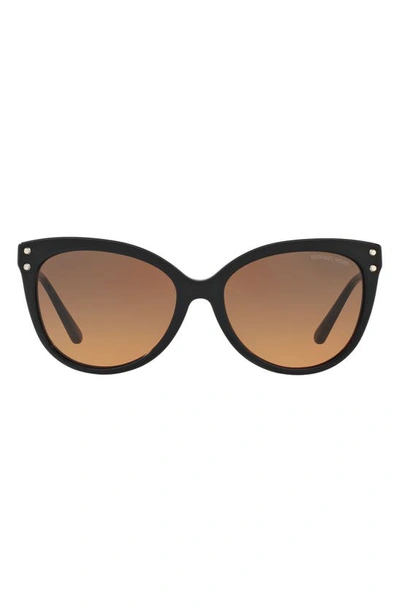 Michael Kors 55mm Gradient Cat Eye Sunglasses In Black/ Brown Gradient