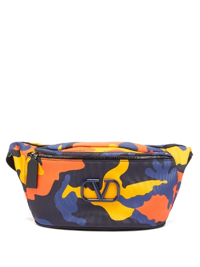 Valentino Garavani V-logo Camouflage-print Belt Bag In Navy Camo/orange