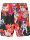 Valentino Printed Short-length Swim Shorts In Orange