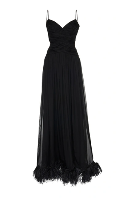 Rasario Women's Exclusive Feather-embellished Silk-chiffon Gown In Black