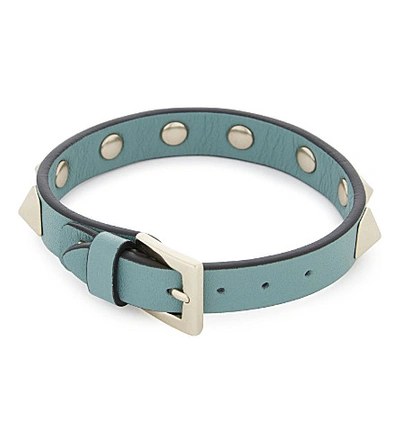 Valentino Garavani Rockstud Small Leather Bracelet In Aqua