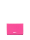 Ganni Textured Leather Clutch In Shocking Pink
