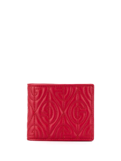 Gucci G Rhombus Quilted Leather Bifold Wallet In Red