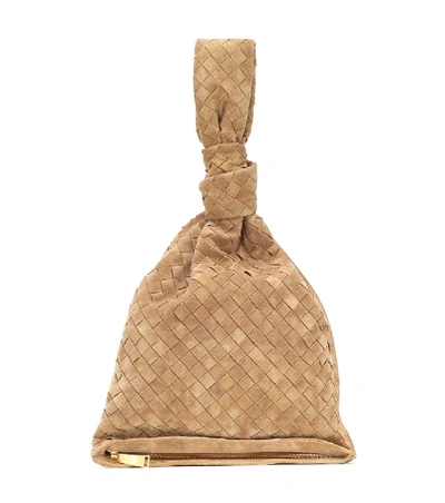Bottega Veneta Bv Twist Suede Clutch In Beige