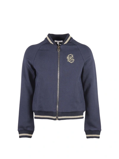 Chloé Navy Blue Bomber With Embroidery
