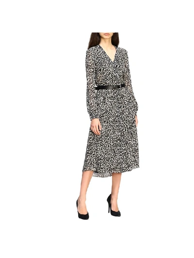 Michael Michael Kors Dress  Dress With Floral Print And Belt In Black