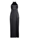 La Perla Exotique Silk Halter Lace-trim Night Dress In Black