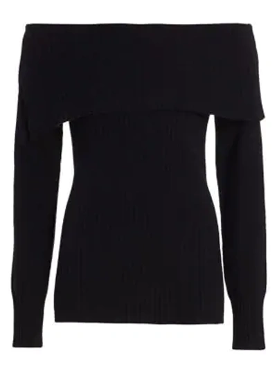 Saks Fifth Avenue Collection Off-the-shoulder Cashmere Sweater In Ebony