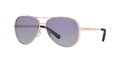 Michael Kors Collection 59mm Polarized Aviator Sunglasses - Rose Gold/ Purple Gradient In Violet