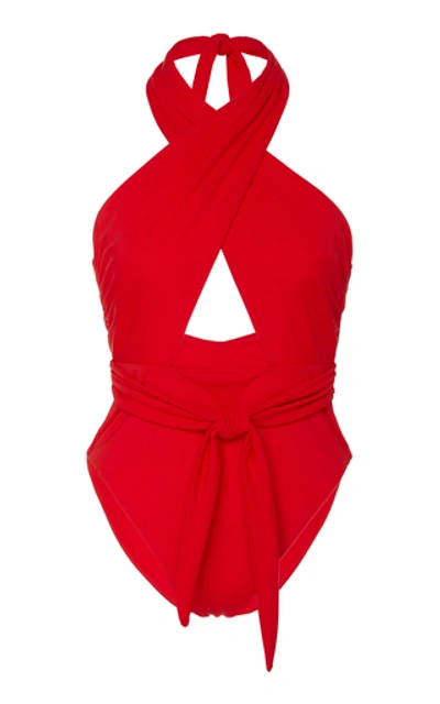 Mara Hoffman Roni Crossover One-piece Swimsuit In Red