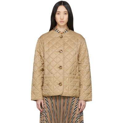 Burberry Bardsey Quilted Logo-jacquard Twill Jacket In Ecru