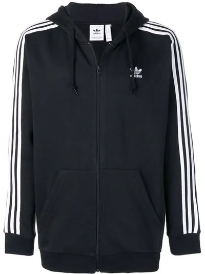 Adidas Originals Adidas 3-stripe Half Zip Hoody In Black
