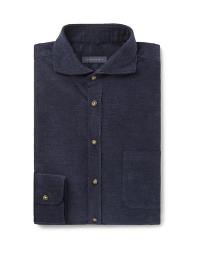 Thom Sweeney Solid Color Shirt In Dark Blue