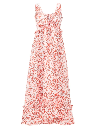 Thierry Colson Valentina Abstract-print Cotton Maxi Dress In Coral