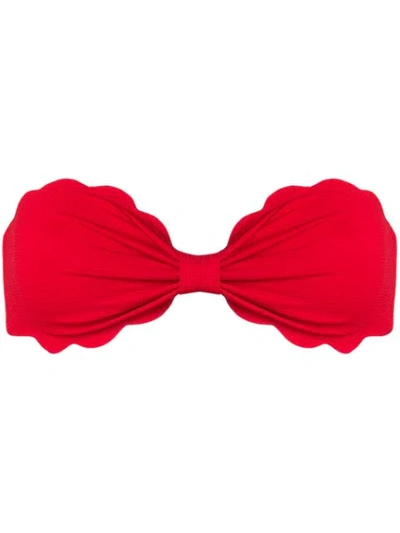 Marysia Antibes Scallop-edged Bandeau Bikini Top In Red