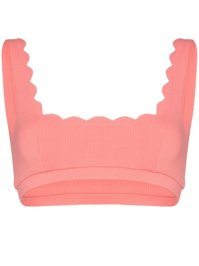 Marysia Palm Springs Scalloped-edge Bikini Top In Coral