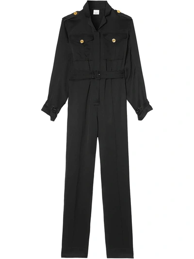 Burberry Catalina Mulberry-silk Jumpsuit In Black