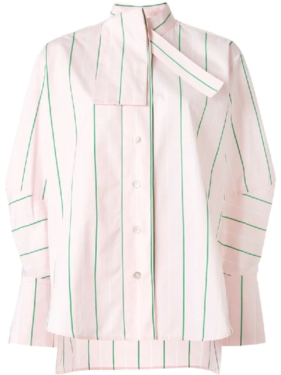 Palmer Harding Sara Striped Cotton Neck Tie Shirt In Pink