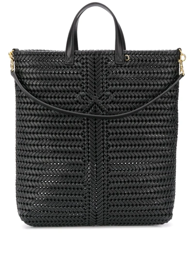 Anya Hindmarch The Neeson Woven-leather Tote Bag In Black