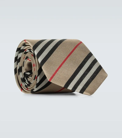 Burberry Manston Heritage Icon-stripe Silk Tie In Beige