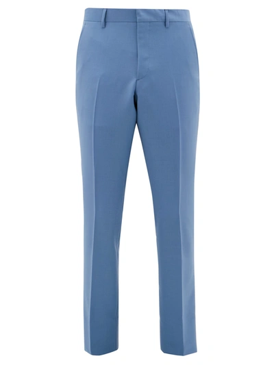 Burberry Mohair-blend Straight-leg Suit Trousers In Blue