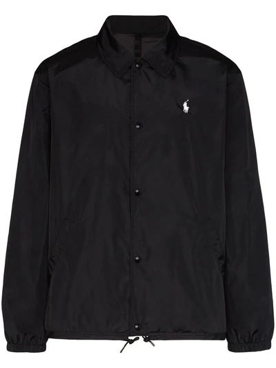 Polo Ralph Lauren Logo Embroidered Shirt Jacket In Black
