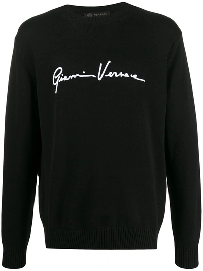 Versace Signature Print Sweatshirt In Black