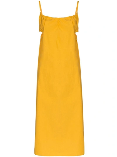 Araks Yeraz Side Cutout Cotton Midi Dress In Yellow