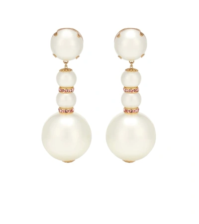 Dolce & Gabbana Embellished Drop Earrings In White