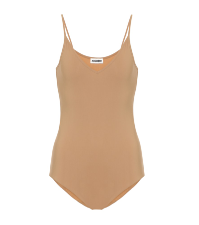 Jil Sander V-neck Sleeveless Bodysuit In Neutrals