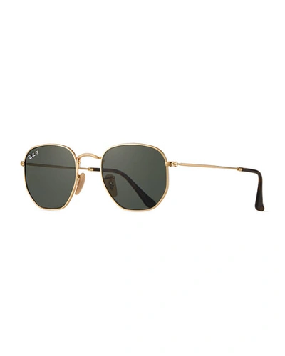 Ray Ban Men's Round Metal Polarized Sunglasses, 51mm In Dark Green