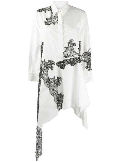 Marques' Almeida Lace Insert Asymmetric Shirt Dress In White | ModeSens