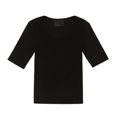 Wone Short-sleeve Ribbed T-shirt In Black