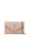 Saint Laurent Monogram Plaque Quilted Crossbody Bag In Pink