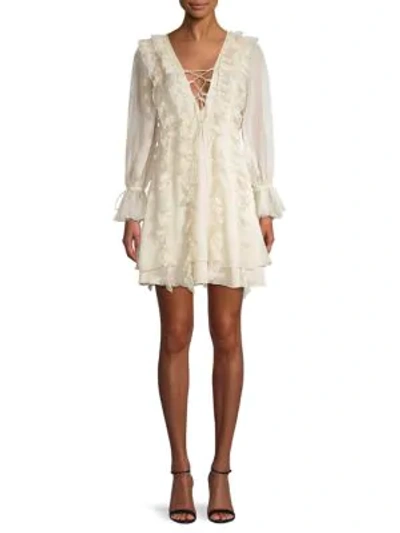 Avantlook Ruffle Chiffon Mini Dress In White