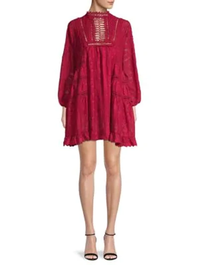 Avantlook Mixed-print Cutout Mini Dress In Red
