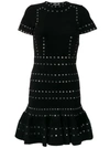 Alexander Mcqueen Grommet-studded Short-sleeve Dress, Black