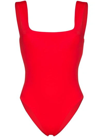 Mara Hoffman Persephone Square-neck Swimsuit In Red