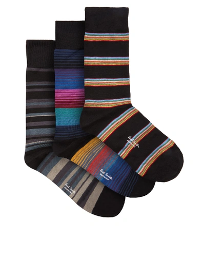 Paul Smith Pack Of Three Striped Socks In Assorted