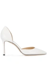 Jimmy Choo Esther 85 Crocodile-effect Leather Pumps In White