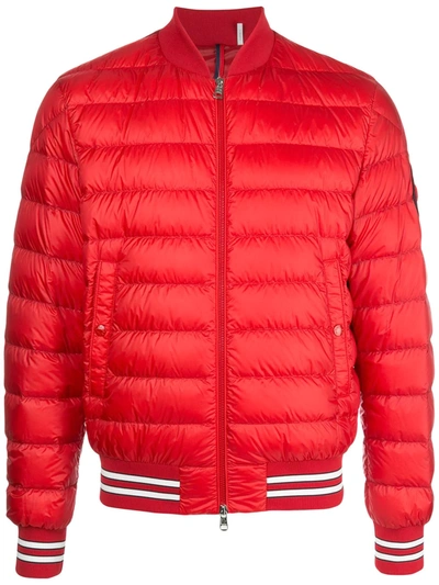 Moncler Mens Robert Down Quilted Bomber Jacket In Red