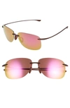 Maui Jim Unisex Hikina Polarized Square Rimless Sunglasses, 62mm In Matte Tortoise/maui Sunrise Polarized