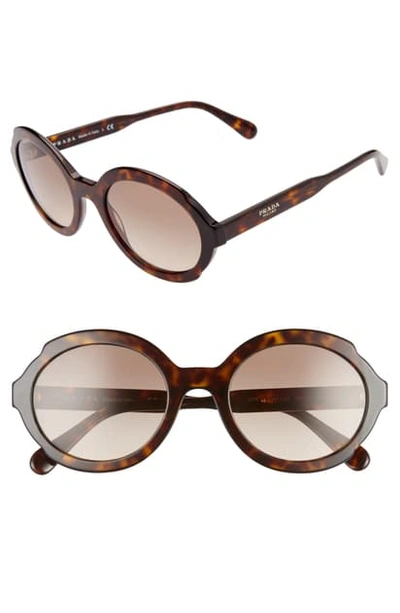 Prada Women's Ettiquette Round Sunglasses, 53mm In Black Brown/ Brown Gradient