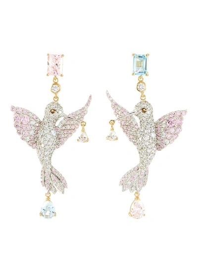 Anabela Chan 'rainbow Hummingbird' Gemstone Earrings In Multi-colour