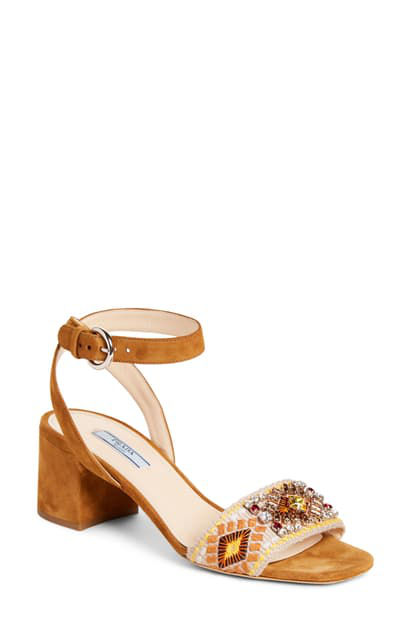 cognac block heel sandals