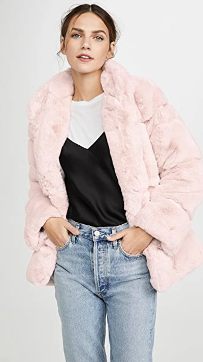 Apparis Sarah Grooved Faux-fur Coat In Blush
