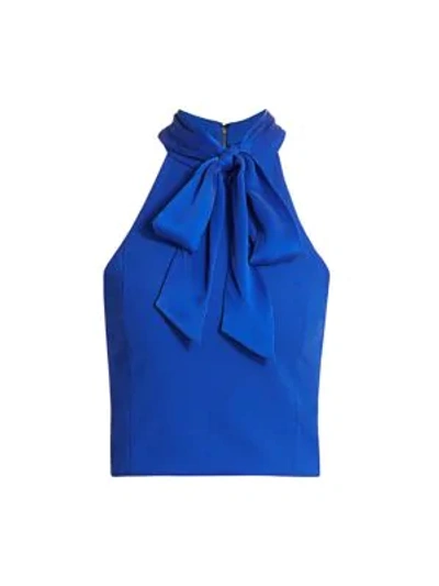 Alice And Olivia Alice + Olivia Minna Bow Cropped Top In Ultramarine