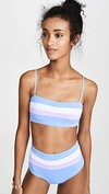 L*space Rebel Stripe Bikini Top In Peri Blue/white/lilac